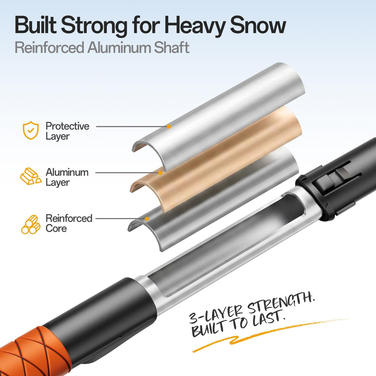 61" Extra-Long Snow Brush & Heavy-Duty Ice Scraper for Cars, SUVs & Trucks