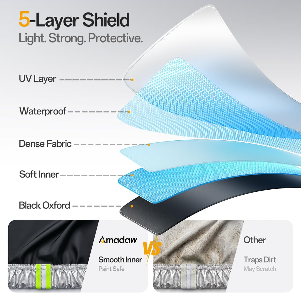 for BMW X5 Car Cover, Waterproof Inner Lining Protects Paint, Zippers for Driver Side & Charging Port, PU Coating for Sun and UV Protection-Silver