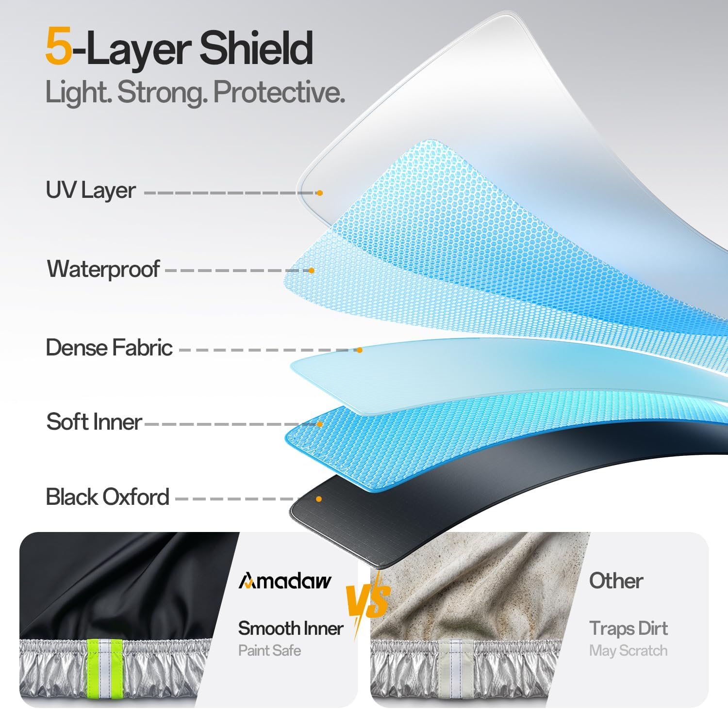 for BMW X5 Car Cover, Waterproof Inner Lining Protects Paint, Zippers for Driver Side & Charging Port, PU Coating for Sun and UV Protection-Silver