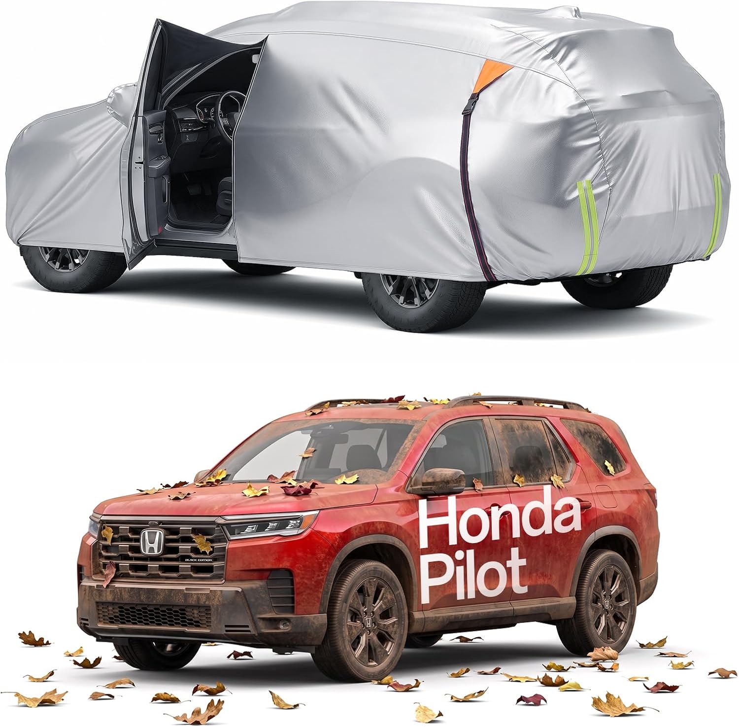 for Car Cover, 100% Waterproof All-Weather，NO.1 UV Sun & Heat Protection, Paint-Safe Lining, Driver-Side & Charging Port Zippers, Windproof