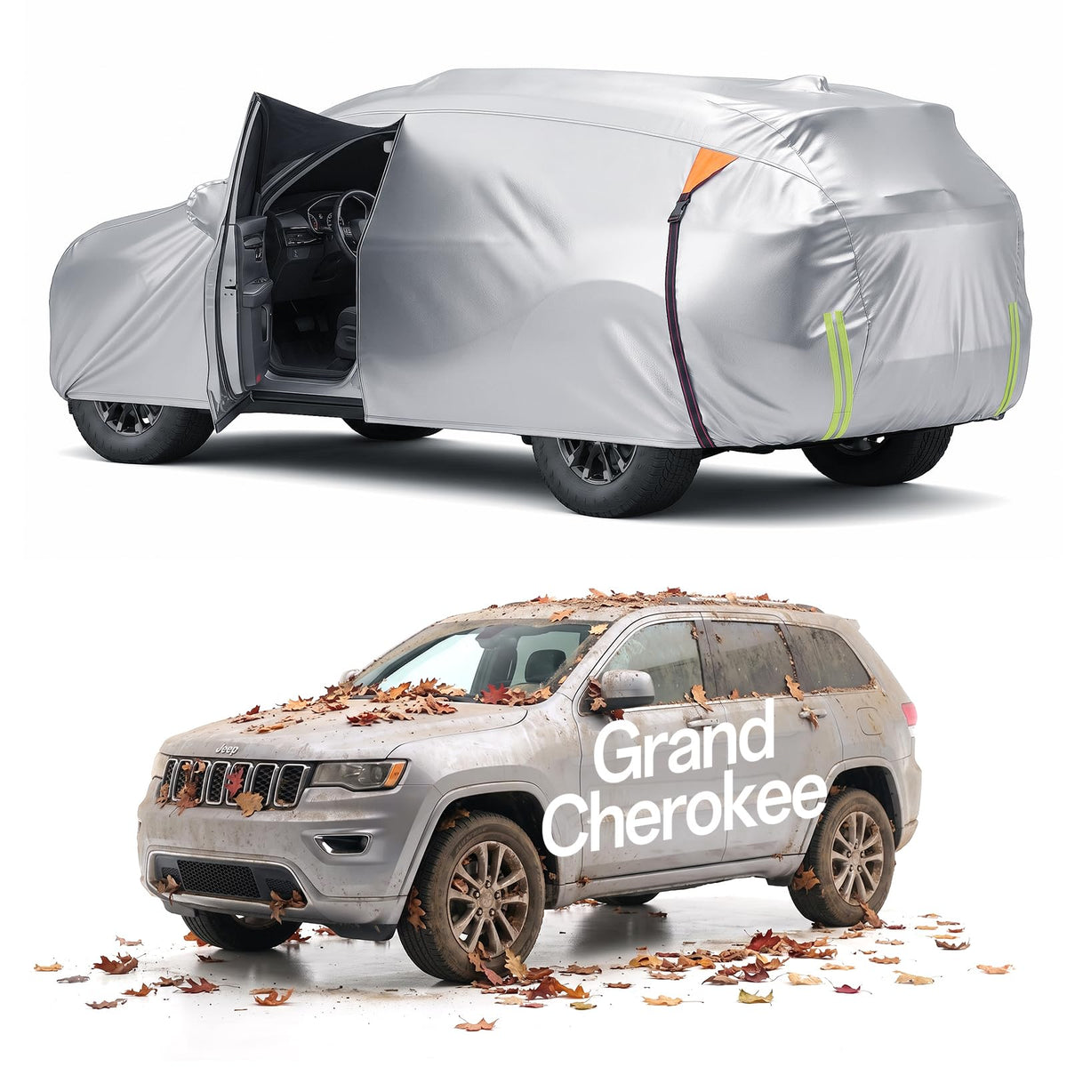 for Car Cover, 100% Waterproof All-Weather，NO.1 UV Sun & Heat Protection, Paint-Safe Lining, Driver-Side & Charging Port Zippers, Windproof