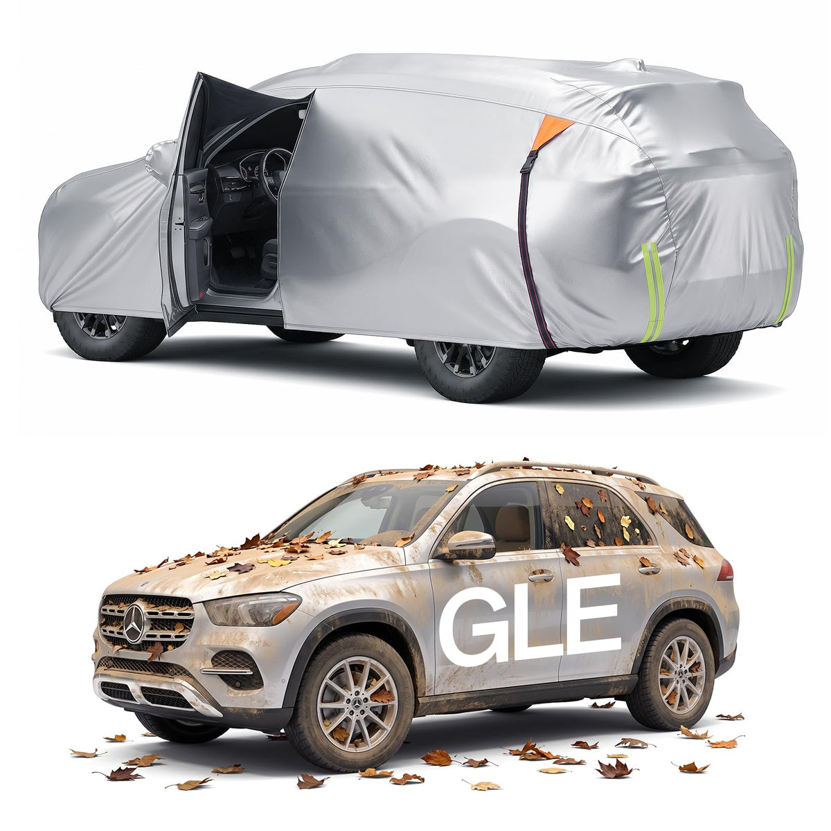 for Car Cover, 100% Waterproof All-Weather，NO.1 UV Sun & Heat Protection, Paint-Safe Lining, Driver-Side & Charging Port Zippers, Windproof
