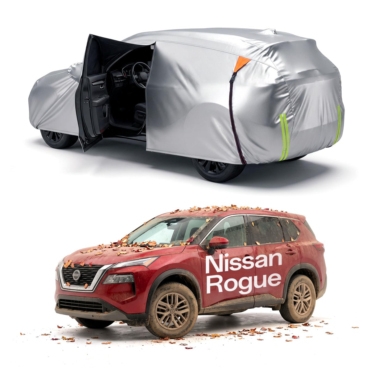 for Car Cover, 100% Waterproof All-Weather，NO.1 UV Sun & Heat Protection, Paint-Safe Lining, Driver-Side & Charging Port Zippers, Windproof