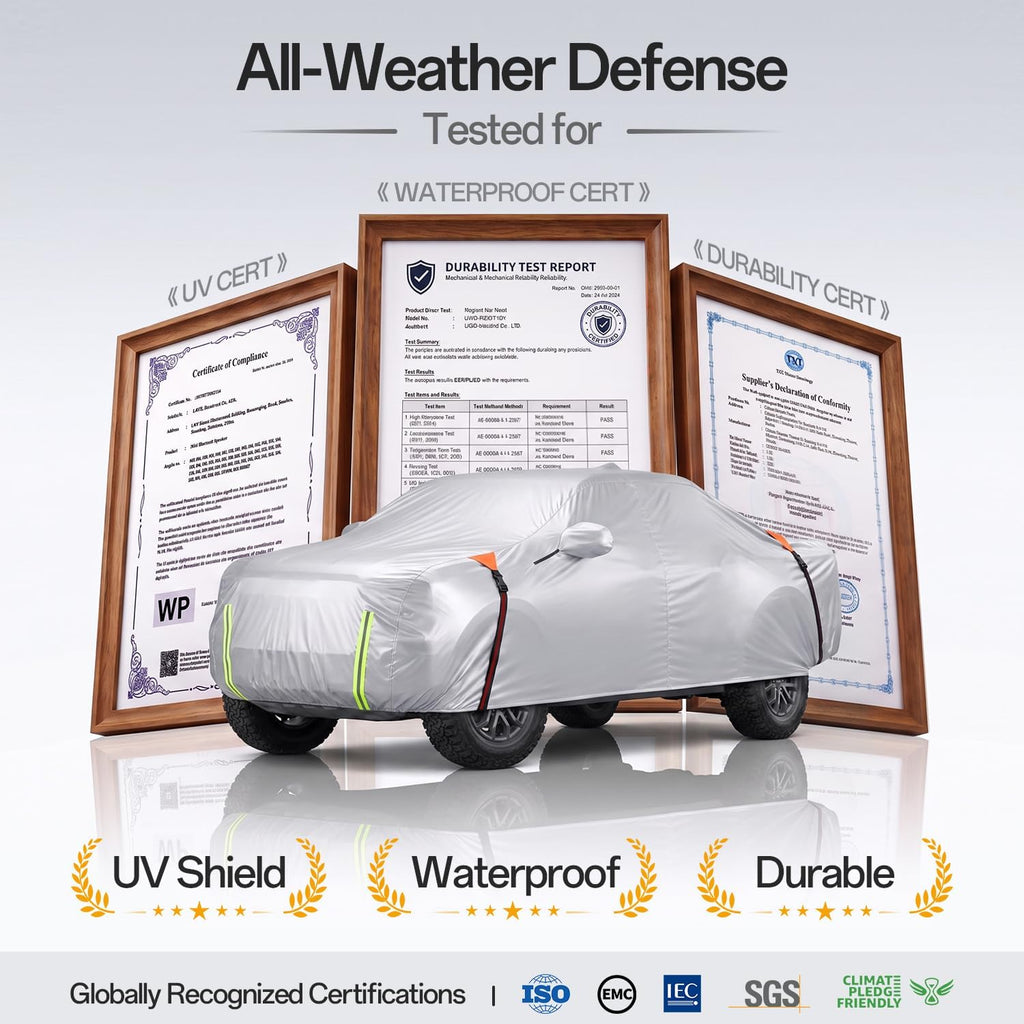 for Ford F150 Truck Car Cover 2009–2026, 100% Waterproof All-Weather | NO.1 UV Sun & Heat Protection, Paint-Safe Lining, Driver-Side & Charging Port Zippers, Windproof