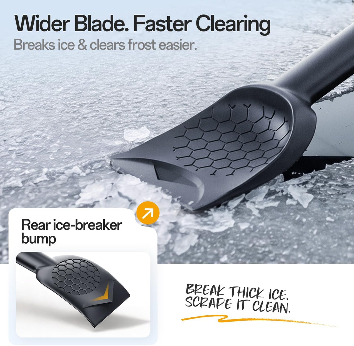 61" Extra-Long Snow Brush & Heavy-Duty Ice Scraper for Cars, SUVs & Trucks