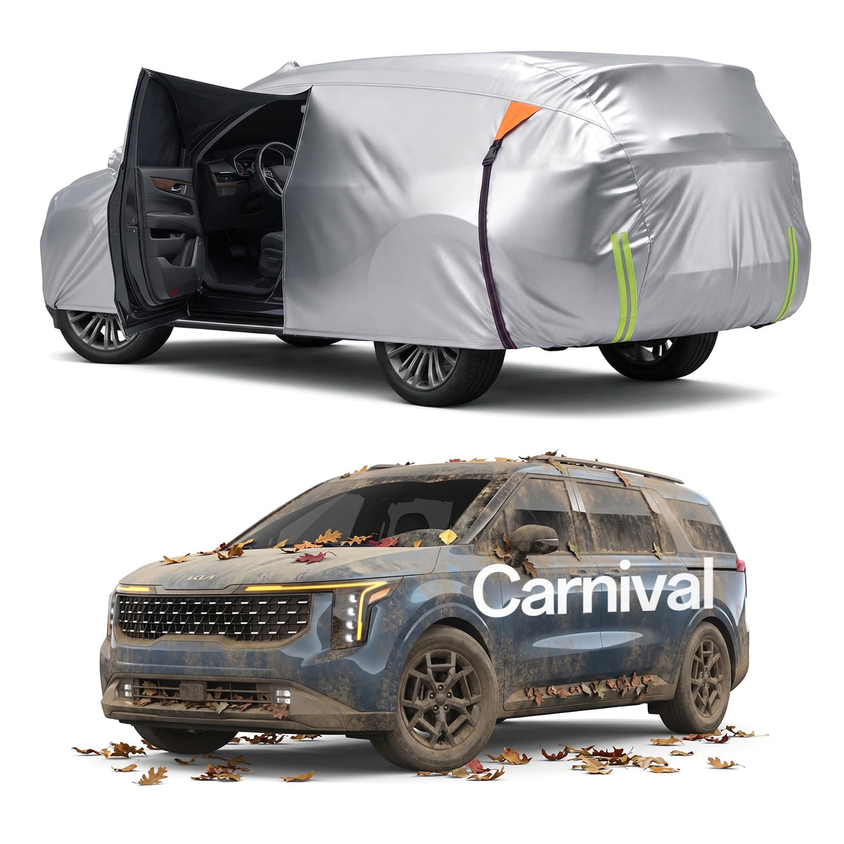 for Car Cover, 100% Waterproof All-Weather，NO.1 UV Sun & Heat Protection, Paint-Safe Lining, Driver-Side & Charging Port Zippers, Windproof