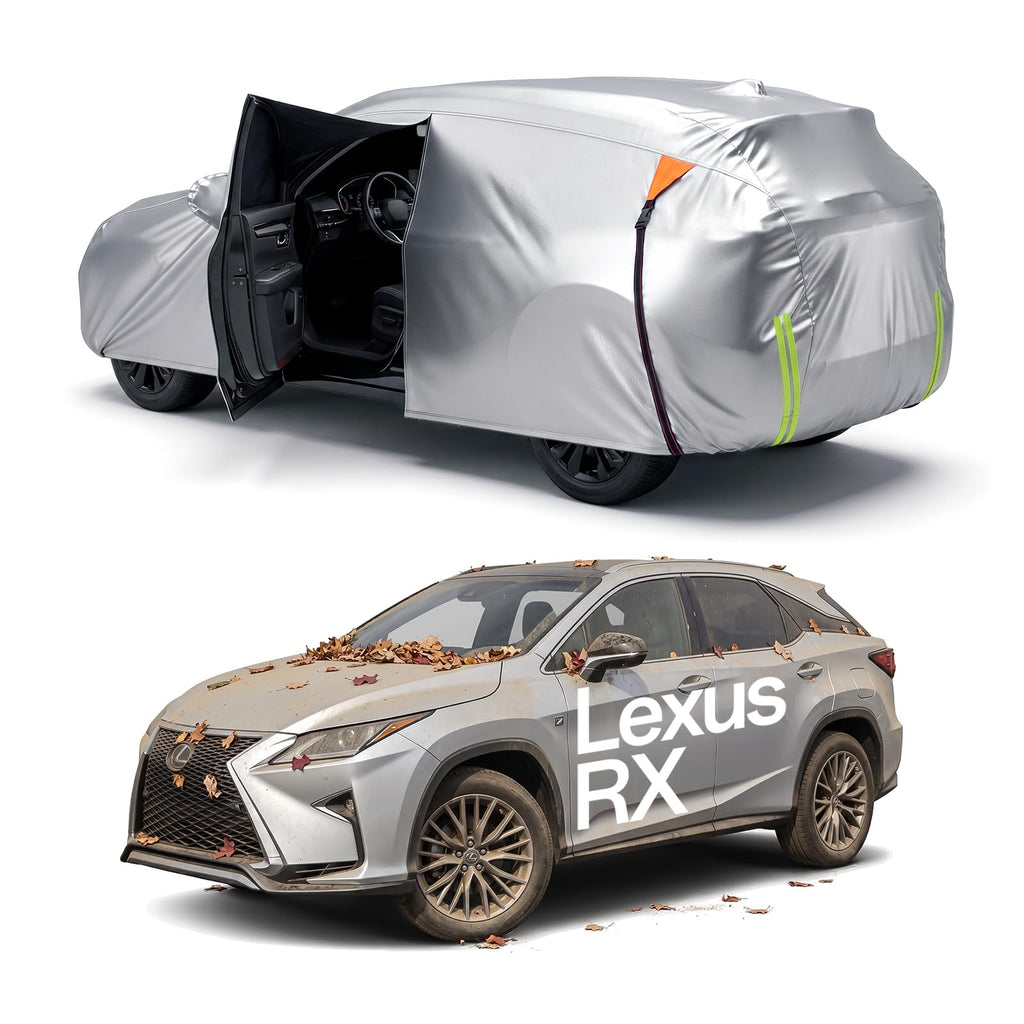 for Car Cover, 100% Waterproof All-Weather，NO.1 UV Sun & Heat Protection, Paint-Safe Lining, Driver-Side & Charging Port Zippers, Windproof