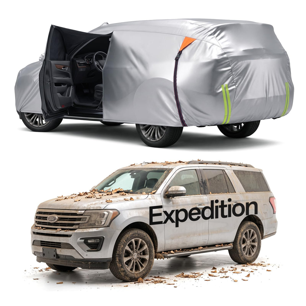 for Car Cover, 100% Waterproof All-Weather，NO.1 UV Sun & Heat Protection, Paint-Safe Lining, Driver-Side & Charging Port Zippers, Windproof