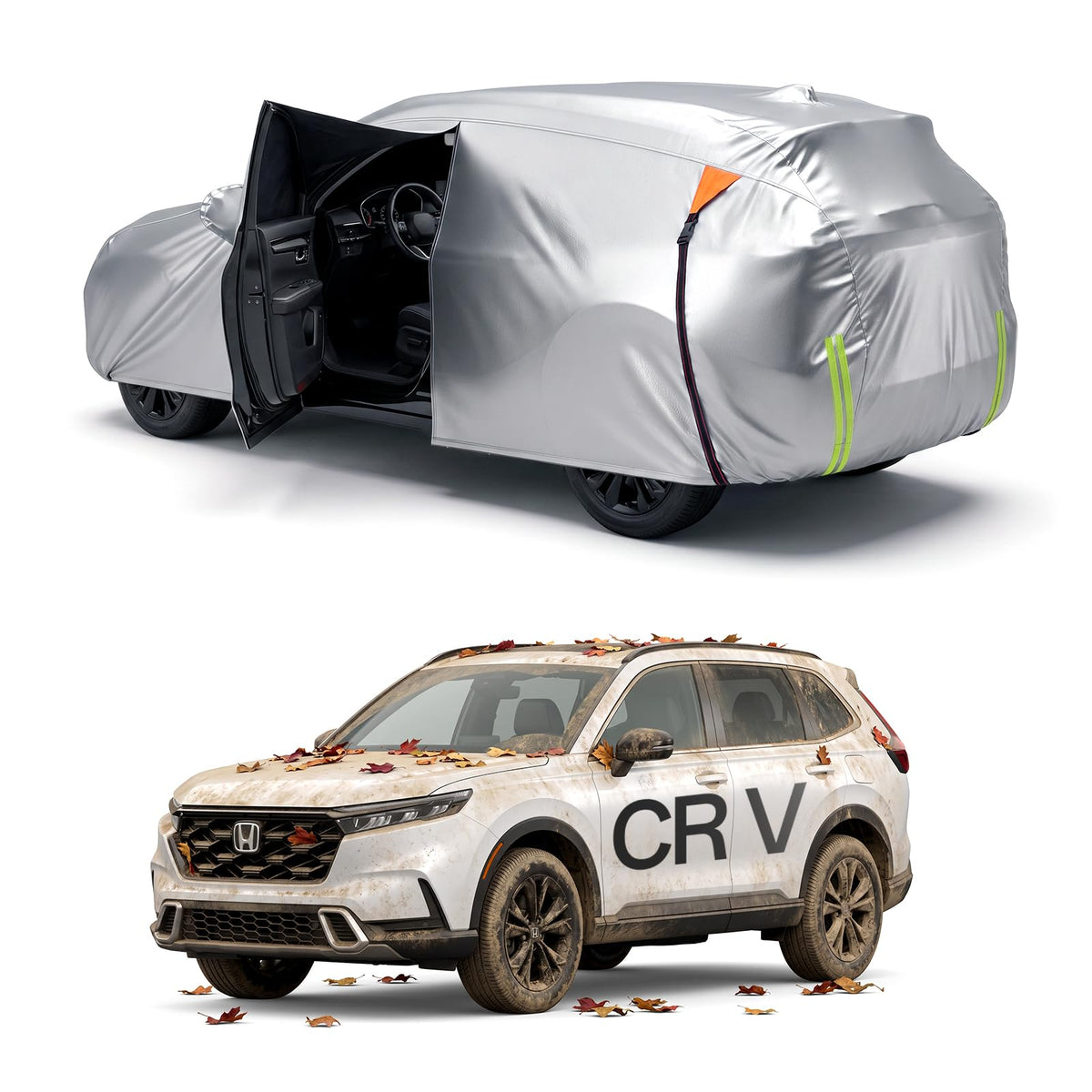 for Car Cover, 100% Waterproof All-Weather，NO.1 UV Sun & Heat Protection, Paint-Safe Lining, Driver-Side & Charging Port Zippers, Windproof