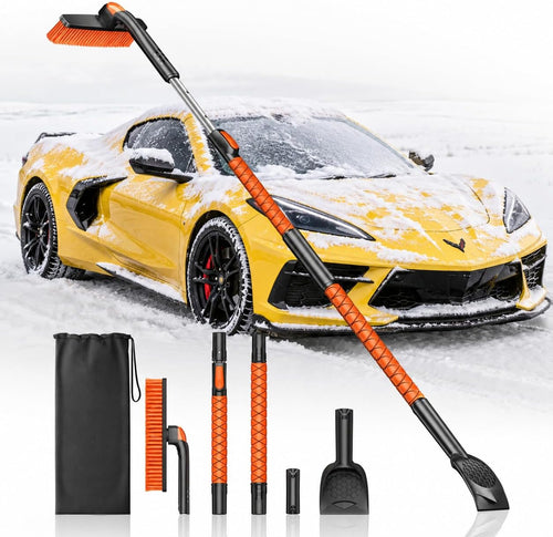61" Extra-Long Snow Brush & Heavy-Duty Ice Scraper for Cars, SUVs & Trucks