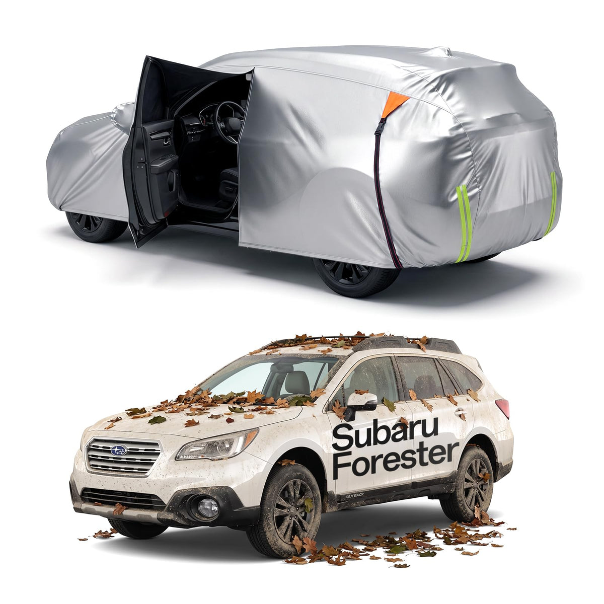 for Car Cover, 100% Waterproof All-Weather，NO.1 UV Sun & Heat Protection, Paint-Safe Lining, Driver-Side & Charging Port Zippers, Windproof