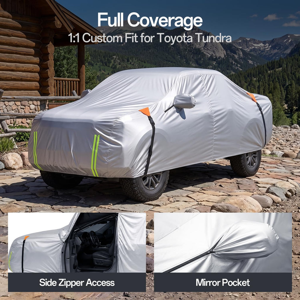 for Car Cover, 100% Waterproof All-Weather，NO.1 UV Sun & Heat Protection, Paint-Safe Lining, Driver-Side & Charging Port Zippers, Windproof
