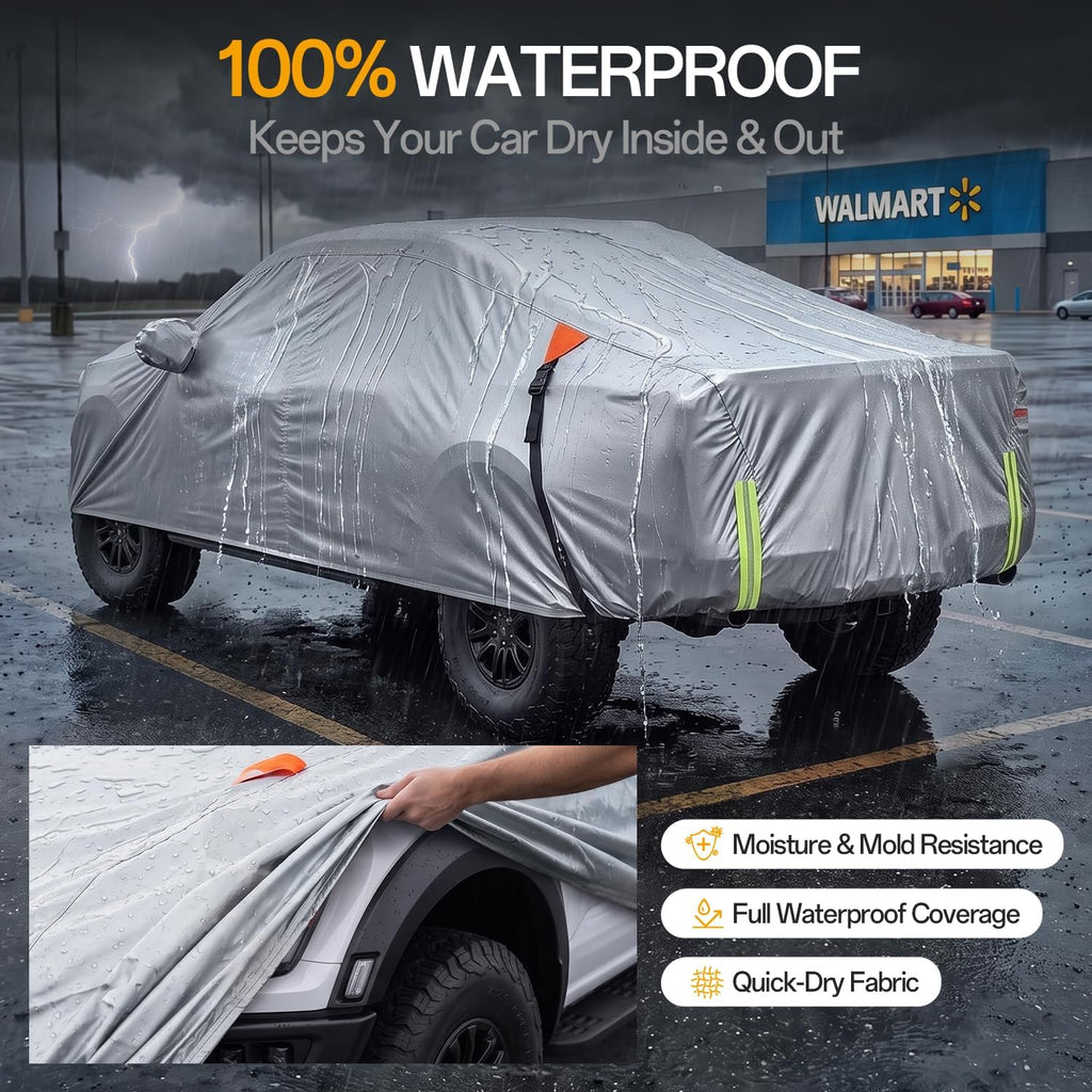 for Ford F150 Truck Car Cover 2009–2026, 100% Waterproof All-Weather | NO.1 UV Sun & Heat Protection, Paint-Safe Lining, Driver-Side & Charging Port Zippers, Windproof