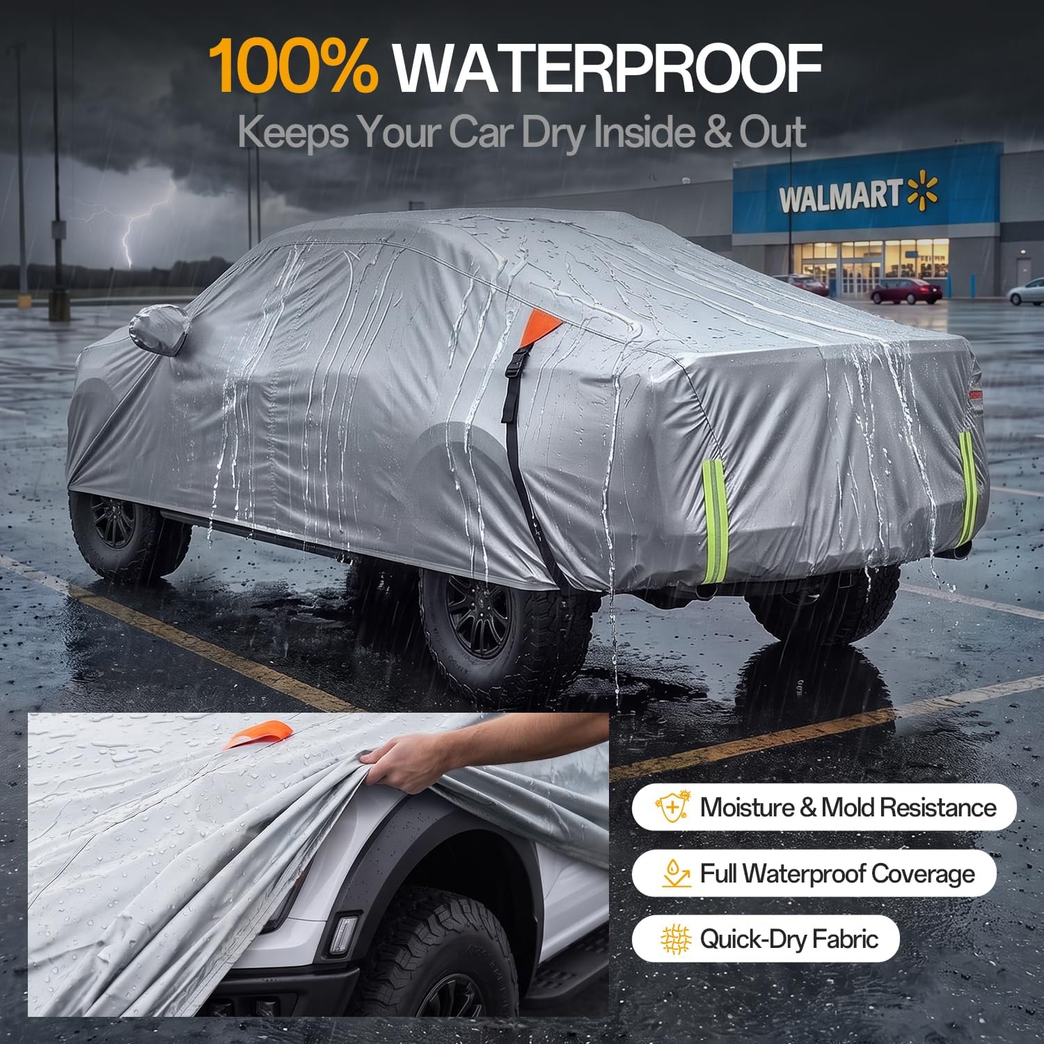 for Ford F150 Truck Car Cover 2009–2026, 100% Waterproof All-Weather | NO.1 UV Sun & Heat Protection, Paint-Safe Lining, Driver-Side & Charging Port Zippers, Windproof